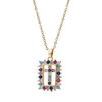 Cubic Zircon Micro Pave Brass Necklace Square gold color plated & micro pave cubic zirconia & for woman Length Approx 17.7 Inch Sold By PC