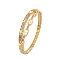 Cubic Zirconia Micro Pave Brass Bracelet gold color plated micro pave cubic zirconia & for woman gold 57mm Sold By Bag
