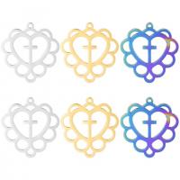 Titanium Steel Pendants Heart Vacuum Ion Plating & hollow Sold By PC