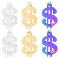 Titanium Steel Pendants, Dollar Sign, Vacuum Ion Plating, Unisex & different styles for choice, more colors for choice, 26x15mm, Sold By PC