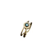 Evil Eye Jewelry Ring Finger, cobre, cromado de cor dourada, Ajustável & Vario tipos a sua escolha & micro pavimento em zircônia cúbica & para mulher & esmalte, dourado, vendido por PC