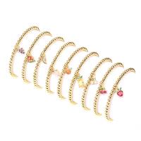 Bracelet cubique en laiton zircon pavent, Placage de couleur d'or, élastique & styles différents pour le choix & pavé de micro zircon & pour femme, plus de couleurs à choisir, 170mm, Vendu par PC