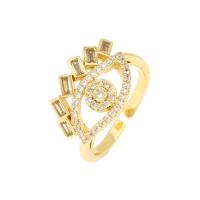 Evil Eye Jewelry Ring Finger, cobre, olho, cromado de cor dourada, Ajustável & micro pavimento em zircônia cúbica & para mulher, Mais cores pare escolha, vendido por PC