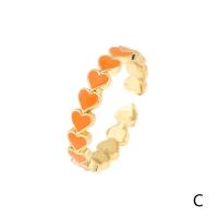 Ring Finger mosiądz, Serce, Platerowane w kolorze złota, Regulowane & dla kobiety & emalia, dostępnych więcej kolorów, sprzedane przez PC
