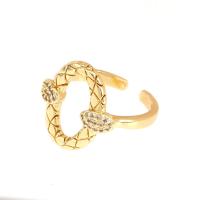 Cubic Zirconia Micro Pave Brass Ring, gold color plated, Adjustable & micro pave cubic zirconia & for woman, more colors for choice, Sold By PC
