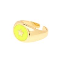 Ring Finger mosiądz, Platerowane w kolorze złota, Regulowane & dla kobiety & emalia, dostępnych więcej kolorów, sprzedane przez PC