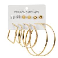 Tibetan Style Stud Earring, with Plastic Pearl, gold color plated, 6 pieces & for woman & with rhinestone, more colors for choice, 40-70mm, Sold By Set