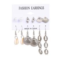 Zinc Alloy Drop Earrings with Shell & Plastic Pearl plated fashion jewelry & for woman 8-56mm Sold By Set