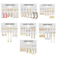 Tibetan Style Drop Earrings, with Plastic Pearl & Acrylic, gold color plated, for woman & enamel & with rhinestone, more colors for choice, 5-51mm, Sold By Set