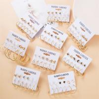 Tibetan Style Drop Earrings, with Plastic Pearl, gold color plated, for woman & with rhinestone, more colors for choice, 5-39mm, Sold By Set
