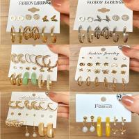 Zinc Alloy Stud Earring with Resin & Plastic Pearl gold color plated fashion jewelry & for woman 8-25mm Sold By Set