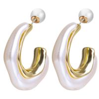 Boucle d'oreille dormeuse en alliage de zinc, avec résine, Placage de couleur d'or, bijoux de mode & pour femme, plus de couleurs à choisir, 26x39mm, Vendu par paire