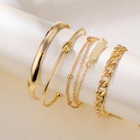 Tibetan Style Bracelet, gold color plated, 4 pieces & for woman, nickel, lead & cadmium free, Length:Approx 6.3 Inch, Sold By Set