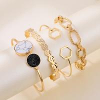 Zinc Alloy Bracelet with Resin with 1.96inch extender chain Geometrical Pattern gold color plated 4 pieces & for woman Length Approx 6.7 Inch Sold By Set