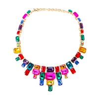 Zinc Alloy smykker halskæde, med 2.87 inch extender kæde, guldfarve belagt, for kvinde & med rhinestone, flere farver til valg, Længde Ca. 16.2 inch, Solgt af PC