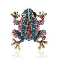 Rhinestone Brooch, Tibetan Style, Frog, for woman & with rhinestone, more colors for choice, nickel, lead & cadmium free, 40x39mm, Sold By PC
