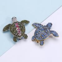 Rhinestone Brooch, Tibetan Style, Turtle, for woman & with rhinestone, more colors for choice, nickel, lead & cadmium free, 39x47mm, Sold By PC