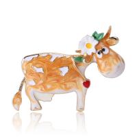 Enamel Brooch, Tibetan Style, Cow, for woman, more colors for choice, nickel, lead & cadmium free, 35x49mm, Sold By PC