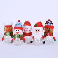 PVC Plastic Christmas Candy Jar, with Velveteen, Christmas Design & different styles for choice, 170x70mm, Sold By PC