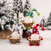 Bamboo Christmas Sugar Basket with Knitted Fabric & PP Cotton & Non-woven Fabrics Christmas Design Sold By PC