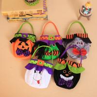 Non-woven Fabrics Halloween Handbag, with Pleuche, Halloween Design & different styles for choice, more colors for choice, 250x160mm, Sold By PC
