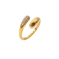 Kubni cirkonij nehrđajućeg Čelik Ring Finger, 304 nehrđajućeg čelika, modni nakit & micro utrti kubni cirkonij & za žene, zlatan, 11mm, Prodano By PC