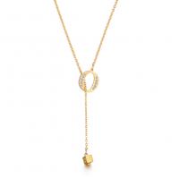 Stainless Steel Jewelry Necklace, 304 Stainless Steel, with 5 extender chain, 18K gold plated, fashion jewelry & for woman, gold, 16mmx13.6mmu30014.7mmx8.6mm, Length:45 cm, Sold By PC
