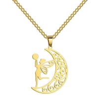 Stainless Steel Jewelry Necklace, 304 Stainless Steel, 18K gold plated, fashion jewelry & Unisex, more colors for choice, 28x36.30mm, Length:60 cm, Sold By PC
