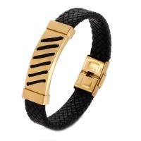 PU Leather Cord Bracelets 304 Stainless Steel with PU Leather plated fashion jewelry & for man Sold By PC