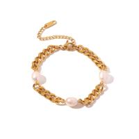 Stainless Steel Jewelry Bracelet 304 Stainless Steel with 5cm extender chain Vacuum Ion Plating fashion jewelry & for woman golden Length Approx 17.5 cm Sold By PC