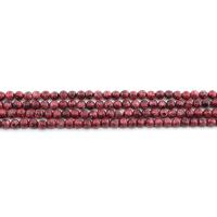 Färgad granit Bead, Rund, polerad, DIY, röd, 4mm, Ca 90PC/Strand, Säljs av Strand