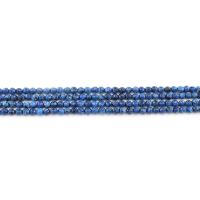 Gefärbter Granit Perle, rund, poliert, DIY & facettierte, blau, 4mm, ca. 90PCs/Strang, verkauft von Strang