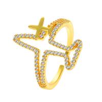 Vještački dijamant Ring Finger, Mesing, Zrakoplov, pozlaćen, za žene & s Rhinestone, više boja za izbor, nikal, olovo i kadmij besplatno, 16mm, Prodano By PC