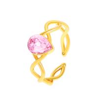 Cubic Zircon Brass Finger Ring, with Cubic Zirconia, plated, for woman, more colors for choice, nickel, lead & cadmium free, 17mm, Sold By PC