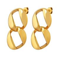 Boucles d'oreilles pendantes en laiton, Numéro 8, Placage de couleur d'or, pour femme, doré, protéger l'environnement, sans nickel, plomb et cadmium, 28x13mm, Vendu par paire