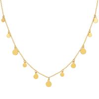 Титановые стали ожерелье, титан, Круглая, плакирован золотом, Женский, Золотой, длина:15.75 дюймовый, продается PC