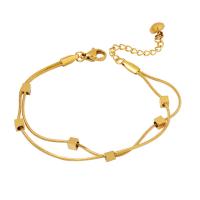 Titanium Steel Bracelet & Bangle, with 1.57 extender chain, gold color plated, for woman, golden, Length:5.91 Inch, Sold By PC