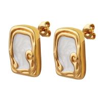 Titan Stahl Ohrring, Titanstahl, Rechteck, plattiert, für Frau & Emaille, keine, 18x13mm, verkauft von Paar