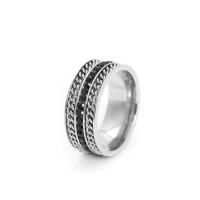 Titanium Steel Finger Ring & for man & with rhinestone silver color Sold By PC