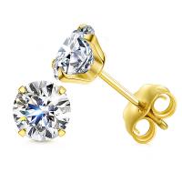 Cubic Zircon (CZ) Stud Earring 304 Stainless Steel Vacuum Ion Plating Unisex & with cubic zirconia Sold By PC