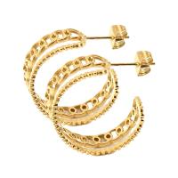 Boucle d'oreille Acier Titane, Plaqué or 18K, bijoux de mode & pour femme, doré, 24x7.50mm, Vendu par paire