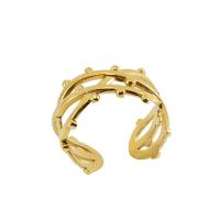 Titanium Steel Finger Ring 18K gold plated fashion jewelry & for woman golden US Ring Sold By PC