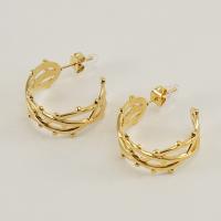 Titanium Steel  Earring 18K gold plated fashion jewelry & for woman golden 23.30mm Sold By Pair