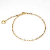 Fashion Jewelry Anklet, Titanium Steel, with 1.97inch extender chain, 18K gold plated, for woman, golden, 0.60mm, Length:Approx 8.27 Inch, Sold By PC