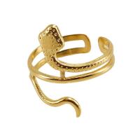 Titanium Čelik Finger Ring, Zmija, 18K pozlaćeno, modni nakit & za žene, zlatan, Veličina:7, Prodano By PC