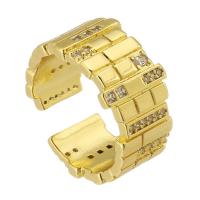 Cubique anneau en laiton Circonia Micro Pave, Lettre C, Placage de couleur d'or, bijoux de mode & réglable & pavé de micro zircon, doré, protéger l'environnement, sans nickel, plomb et cadmium, 11mm, Taille:6, Vendu par PC