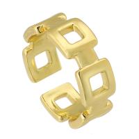 cobre Cuff Ring Finger, Quadrado, cromado de cor dourada, joias de moda & ajustável & vazio, dourado, níquel, chumbo e cádmio livre, 8mm, tamanho:8, vendido por PC