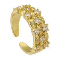 Cúbicos Circonia Micro Pave anillo de latón, metal, Letra C, chapado en color dorado, Joyería & ajustable & micro arcilla de zirconia cúbica, dorado, libre de níquel, plomo & cadmio, 7mm, tamaño:6, Vendido por UD