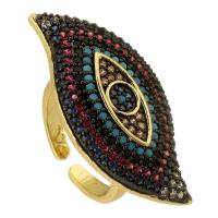 Evil Eye Jewelry Finger Ring, Brass, Horse Eye, gold color plated, fashion jewelry & evil eye pattern & adjustable & micro pave cubic zirconia, black, nickel, lead & cadmium free, 30x18mm,3mm, US Ring Size:6, Sold By PC
