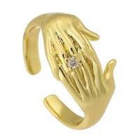 Krychlový Circonia Micro vydláždit mosazný prsten, Mosaz, Ruka, barva pozlacený, módní šperky & nastavitelný & micro vydláždit kubické zirkony, zlatý, nikl, olovo a kadmium zdarma, 12mm,4mm, Velikost:7, Prodáno By PC